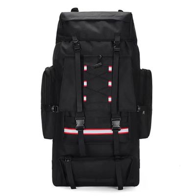 JWW 130L Waterproof Hiking Backpack with Reflective Stripe Outdoor Travel Daypack Lightweight Backpacking Pack for Men Women (Color : Black)