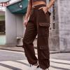 Womens Jeans Cargo Pants Baggy Parachute High Waisted Pants Outdoor Casual Jogger Fashion Teen Girls Y2K Hiking Pants view 3