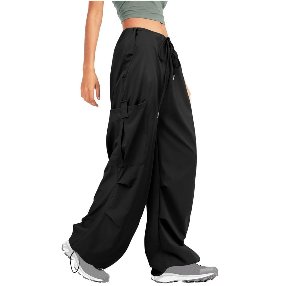 Cargo Pants Women Casual Parachute Baggy Wide Leg Elastic Waisted Pants Teen Girls Fashion Streetwear Y2K Joggers Pants