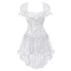 Jutrisujo Corset Strap Dress Top Skirt Set Plus Size Bustier Sleeve Outfit Lingerie Lace up Gothic Medieval Women Bride Wedding White M view 1