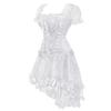 Jutrisujo Corset Strap Dress Top Skirt Set Plus Size Bustier Sleeve Outfit Lingerie Lace up Gothic Medieval Women Bride Wedding White M view 3