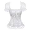 Jutrisujo Corset Strap Dress Top Skirt Set Plus Size Bustier Sleeve Outfit Lingerie Lace up Gothic Medieval Women Bride Wedding White M view 4