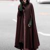 Auwer Gothic Hooded Open Front Cardigan for Women Solid Color Long Cape Coat Renaissance Medieval Cloak with Hood view 3