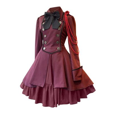 BCDlily Victorian Steampunk Tail Jacket for Women Gothic Victorian Witch Vampire Dress Tailcoat Halloween Costumes for Womens (T01-5-Wine, XXXL)