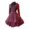 BCDlily Victorian Steampunk Tail Jacket for Women Gothic Victorian Witch Vampire Dress Tailcoat Halloween Costumes for Womens (T01-5-Wine, XXXL) view 1