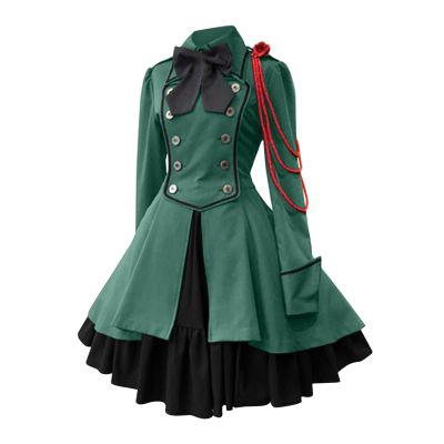 BCDlily Renaissance Gothic Tailcoat Halloween Costumes for Women, Medieval Steampunk Corset Victorian Tailcoat Jacket (T01-7-Green, S)