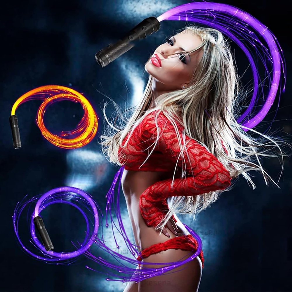 LED Fiber Optic Whip, 360 Swivel Dance Space Whip, Dance Space Whip 4 Glowing Modes, 7 Colors, 30 Lighting Effect for (Color : Blackgreen)