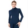 Liang Rou Women's Mock Turtleneck Ultrathin Long Sleeve Thermal Baselayer Undershirt Top Royal Blue Large view 1