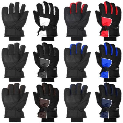 Bencailor 6 Pairs Kids Winter Gloves Waterproof Ski Glove Boy Girl Warm Snow Snowboard Mittens for Cold Unisex(Red White Blue Brown Dark Blue Purple-Blue,6-10 Years,Simple,Solid Color)
