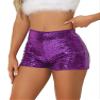 Allegra K Sequin Shorts for Women High Waist Party Night Out Concert Outfit Sparkly Mini Shorts X-Small Purple view 1