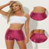 Allegra K Sequin Shorts for Women High Waist Party Night Out Concert Outfit Sparkly Mini Shorts Small Hot Pink view 2