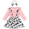 Holy Cow Im One Birthday Girl Outfit Pink Long Sleeve Romper Bodysuit Cow Suspender Skirt Outfit 3PCS Cow Outfits for Baby Girl Pink Cow-Long Sleeve 18-24 Months view 1