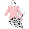 Holy Cow Im One Birthday Girl Outfit Pink Long Sleeve Romper Bodysuit Cow Suspender Skirt Outfit 3PCS Cow Outfits for Baby Girl Pink Cow-Long Sleeve 18-24 Months view 2