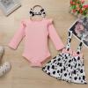 Holy Cow Im One Birthday Girl Outfit Pink Long Sleeve Romper Bodysuit Cow Suspender Skirt Outfit 3PCS Cow Outfits for Baby Girl Pink Cow-Long Sleeve 18-24 Months view 3