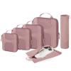 BAGSMART Compression Packing Cubes for Travel, 6 Set Packing Cubes for Suitcases, Lightweight Suitcases Organizers Bag Set & Compression Cubes, Travel Essentials Packing Organizers Dusty Pink view 1