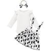 Cow First Birthday Outfit Girl Cow Print Suspender Skirt with Romper Headband Baby Girls Farm Cow Cake Smash Photo Shoot Outfits Holy Cow Im One Birthday Girl Outfit White Cow-Long Sleeve 12-18 Months view 2