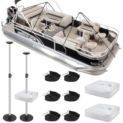 TeBaisea Pontoon Boat Cover Support Poles System 2 Pack, Adjustable Aluminum Support Poles with Weight Bag and Webbing Strap, Suitable for Pontoon, Jon, V Hull Boat Covers