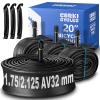 Corki Cycles 20 Inch Bike Tube 4 Pack, Fits Tire Sizes 20 x 1.75 1.85 1.86 1.9 1.95 2.0 2.1 2.125, Butyl Rubber 20 Bike Tube Replacement (Schrader Valve 32mm) view 1
