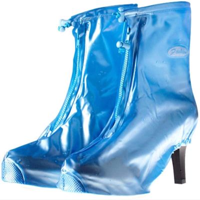ZARUX Silicone Waterproof Shoes Covers Cycling Shoe Cover Women's Rain Shoes Covers Feet Gaiter High Heel Overshoes Anti Slip Reusable Washable Gaiters (Color : Blue, Size : A(Medium))