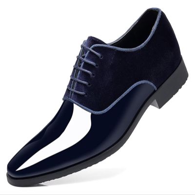 Men's Vintage High Gloss Dress Shoes Patent Leather Suede Oxford Formal Business Suit Tuxedo Shoes Men's Loafers (Color : Blue, Size : 11)