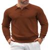 COOFANDY Mens Polo Shirts Quarter Neck Pullover Long Sleeve Knit Lightweight Sweater Brown view 1