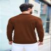 COOFANDY Mens Polo Shirts Quarter Neck Pullover Long Sleeve Knit Lightweight Sweater Brown view 4