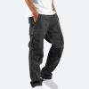 Mens Stylish Drawstring Cargo Jogger Pants Outdoor Fashion Athletic Joggers Pants Casual Straight Leg Track Pants Black view 4