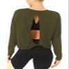 Bestisun Women Open Back Workout Tops Workout Athletic Shirts Backless Yoga Shirts Long Sleeve Yoga Dance Tops Army Green L view 1