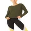 Bestisun Women Open Back Workout Tops Workout Athletic Shirts Backless Yoga Shirts Long Sleeve Yoga Dance Tops Army Green L view 2