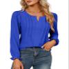 Blooming Jelly Womens Tops Dressy Casual Long Sleeve Shirts V Neck Chiffon Blouses Fall Clothes 2023(Small,Royal Blue) view 1