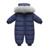 Baby Boys Girls Padded Snowsuit Winter Coat Neutral Baby Clothes Detachable Collar Newborn Down (Navy, 0-3 Months) view 1