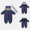 Baby Boys Girls Padded Snowsuit Winter Coat Neutral Baby Clothes Detachable Collar Newborn Down (Navy, 0-3 Months) view 2