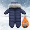 Baby Boys Girls Padded Snowsuit Winter Coat Neutral Baby Clothes Detachable Collar Newborn Down (Navy, 0-3 Months) view 3