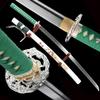 HERO SWORD-Beautiful Damascus Steel Katana Sword Handmade Flowers Theme Samurai Sword Very Sharp,Green White,Genuine Ray Skin Handle,Japanese Weapons Combat Ready view 1