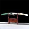 HERO SWORD-Beautiful Damascus Steel Katana Sword Handmade Flowers Theme Samurai Sword Very Sharp,Green White,Genuine Ray Skin Handle,Japanese Weapons Combat Ready view 2
