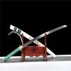 HERO SWORD-Beautiful Damascus Steel Katana Sword Handmade Flowers Theme Samurai Sword Very Sharp,Green White,Genuine Ray Skin Handle,Japanese Weapons Combat Ready view 4