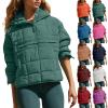 Women's Quilted Pullover Packable Puffer Jacket Long Sleeve Quarter Snap Oversized Hoodie Loose Fit Half Button Sweatshirts Winter Thicken Warm Hooded Padded Coat with Kangaroo Pocket Outerwear view 1