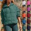 Women's Quilted Pullover Packable Puffer Jacket Long Sleeve Quarter Snap Oversized Hoodie Loose Fit Half Button Sweatshirts Winter Thicken Warm Hooded Padded Coat with Kangaroo Pocket Outerwear view 2