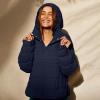 Women's Quilted Pullover Packable Puffer Jacket Long Sleeve Quarter Snap Oversized Hoodie Loose Fit Half Button Sweatshirts Winter Thicken Warm Hooded Padded Coat with Kangaroo Pocket Outerwear view 4