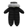 Baby Boys Girls Padded Snowsuit Winter Coat Neutral Baby Clothes Detachable Collar Newborn Down (Black, 0-3 Months) view 1