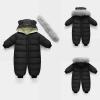 Baby Boys Girls Padded Snowsuit Winter Coat Neutral Baby Clothes Detachable Collar Newborn Down (Black, 0-3 Months) view 2