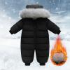 Baby Boys Girls Padded Snowsuit Winter Coat Neutral Baby Clothes Detachable Collar Newborn Down (Black, 0-3 Months) view 3