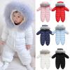 Baby Boys Girls Padded Snowsuit Winter Coat Neutral Baby Clothes Detachable Collar Newborn Down (Black, 0-3 Months) view 4