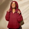 Women's Quilted Pullover Packable Puffer Jacket Long Sleeve Quarter Snap Oversized Hoodie Loose Fit Half Button Sweatshirts Winter Thicken Warm Hooded Padded Coat with Kangaroo Pocket Outerwear view 4