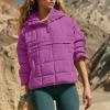 Women's Quilted Pullover Packable Puffer Jacket Long Sleeve Quarter Snap Oversized Hoodie Loose Fit Half Button Sweatshirts Winter Thicken Warm Hooded Padded Coat with Kangaroo Pocket Outerwear view 3