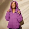Women's Quilted Pullover Packable Puffer Jacket Long Sleeve Quarter Snap Oversized Hoodie Loose Fit Half Button Sweatshirts Winter Thicken Warm Hooded Padded Coat with Kangaroo Pocket Outerwear view 4