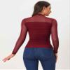 Allegra K Mesh Top Women Sheer Long Sleeve Mock Neck Slim Fit Shirts Trendy Fall Outfit Ruched Going Out Tops Medium Red view 2