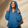 Women's Quilted Pullover Packable Puffer Jacket Long Sleeve Quarter Snap Oversized Hoodie Loose Fit Half Button Sweatshirts Winter Thicken Warm Hooded Padded Coat with Kangaroo Pocket Outerwear view 4