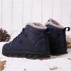 Zonkacen Boys Girls Anti Skid Water Resistant PU Leather Snow Boots for Outdoor Walking Running Playing Mountaineering Camping Sport Snowy Dark Blue 4 Big Kid view 2