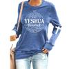 Faithgee Yeshua Hamashiach Christian Women's Blue Large Loose Fit Casual Long Sleeve Sweatshirt view 1